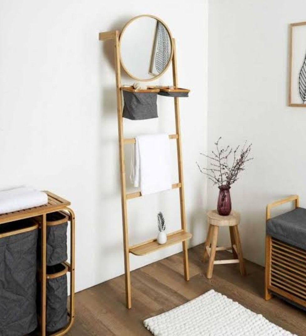 Towel Rack Stairs Bamboo, Furniture & Home Living, Furniture, Shelves
