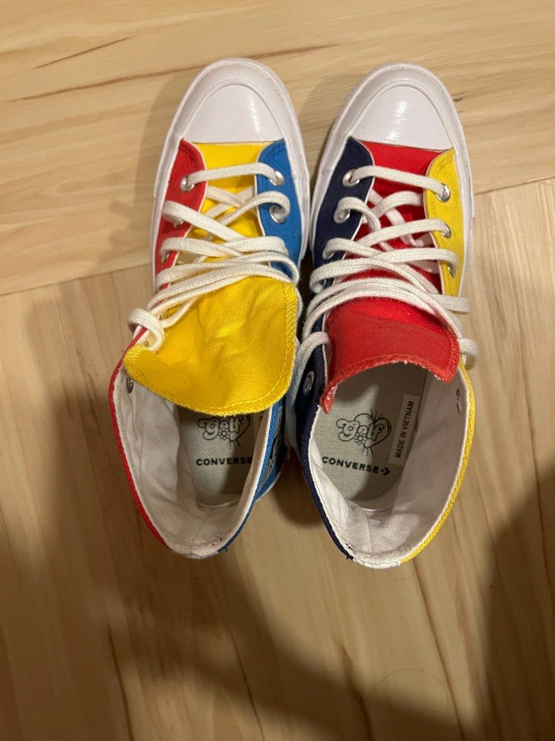 Red blue yellow and green converse top