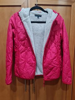 Uniqlo Shearling Lined Red Jacket with Hood