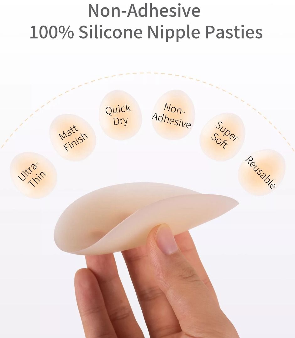 thumbnail interactive-video image 1 of Nipple Shields Buy Pasties For Women 2 Pairs Nipple Covers Reusable Adhesive Nipple Pasties 1 of 10