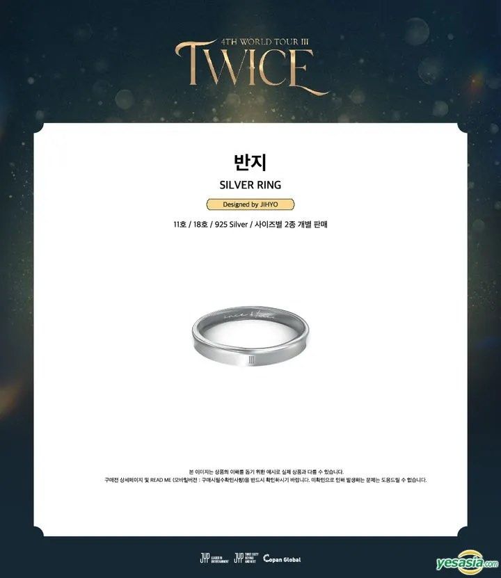 WTB JIHYO DESIGNED TWICE 4TH WORLD TOUR Ⅲ OFFICIAL MERCHANDISE SILVER RING