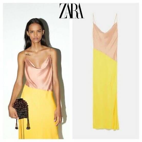 Zara block color slip hot sale dress