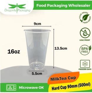 16OZ HARD CUP 90MM (WHOLESALE 1 BOX / 500 PCS) CUPS/ MACAO CUPS / BOBA MILK TEA CUP / 500ML CUP
