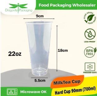 22OZ HARD CUP 90MM (WHOLESALE 1 BOX / 500 PCS) CUPS/ MACAO CUPS / BOBA MILK TEA CUP / 700ML CUP