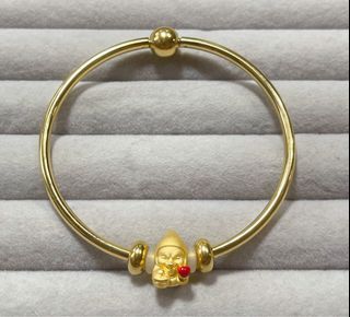 純金9999～超經典卡通巫婆造型串珠（黃金單品）🉑️鋼繩手環 🉑️金色鋼環 黃金收藏