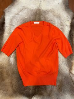 橘色毛衣背心 材質柔軟 全新