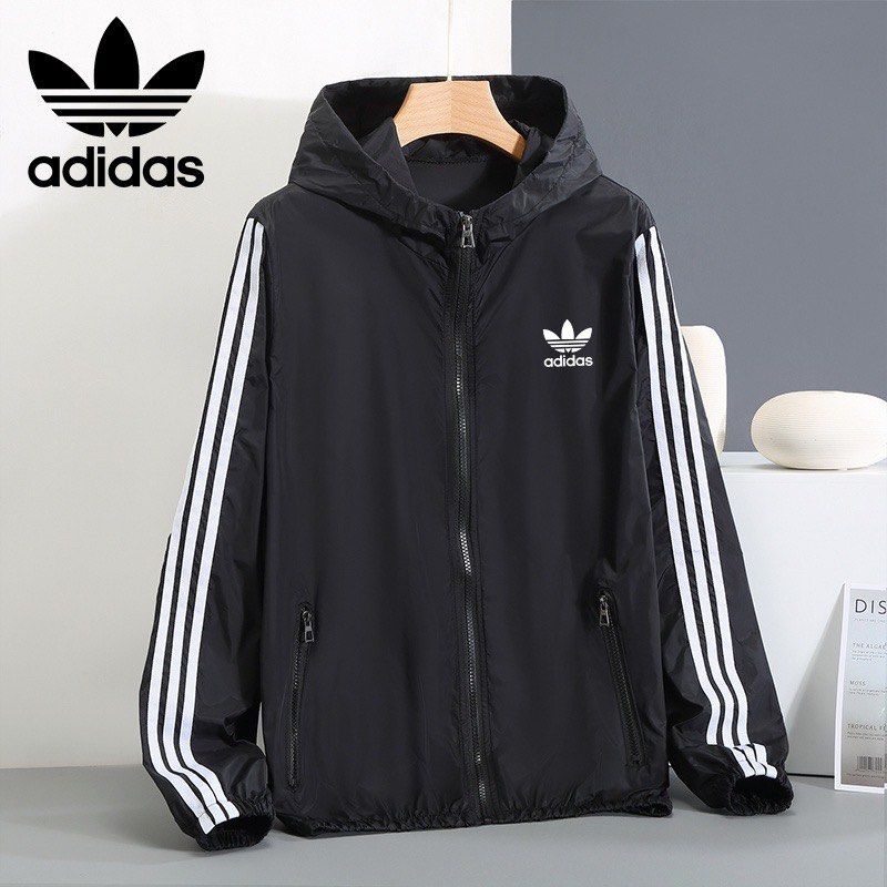 Adidas jacket with hotsell logo on sleeves