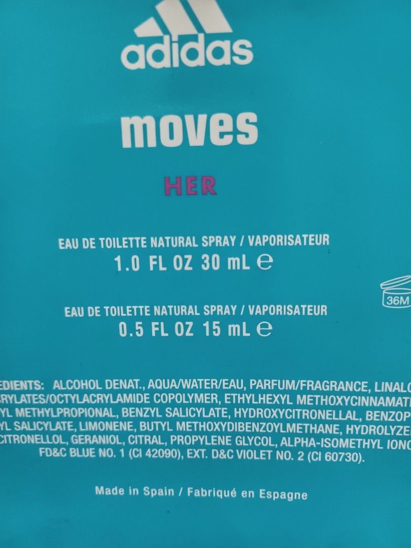 Adidas Moves for Her 2pc Beauty Personal Care Fragrance