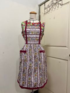 AFA購入 碎花背心圍裙 整件式圍裙 酒紅色