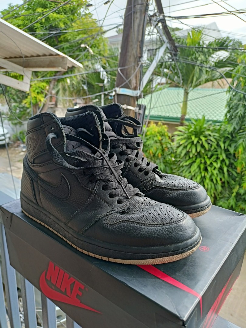 Air Jordan 1 Perforated Black High Og, Men's Fashion, Footwear 