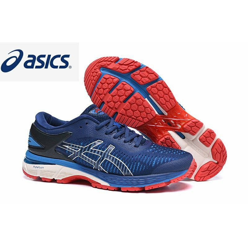 ASICS GEL-KAYANO 25 men's stable cushioning shock absorption running shoes dark  blue red, Men's Fashion, Footwear, Casual shoes on Carousell