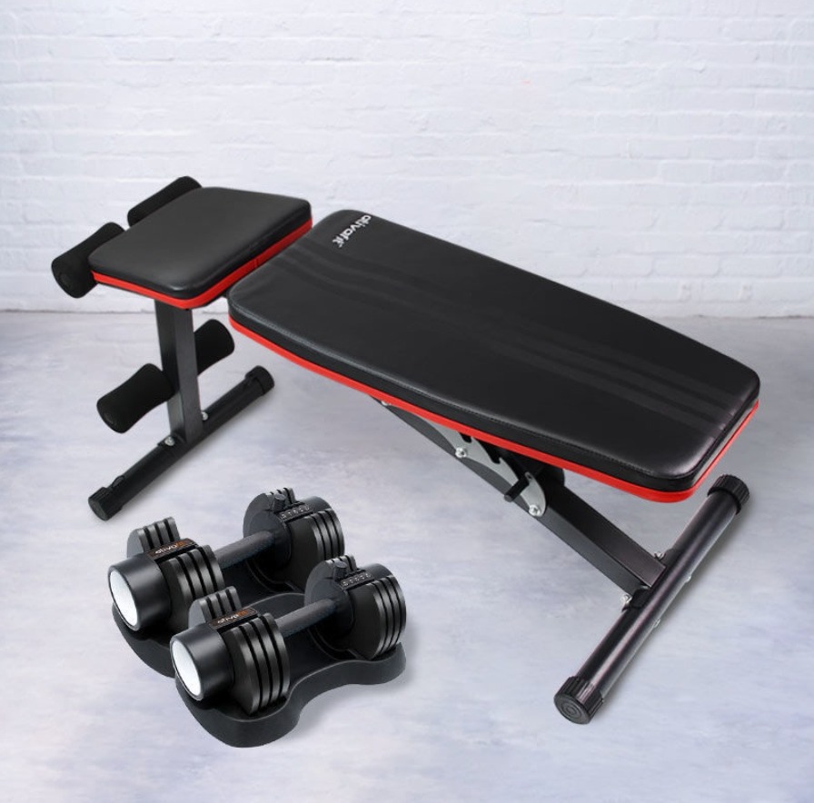 ATIVAFIT Adjustable Dumbbell 20kg 2 and bench. Home gym fit