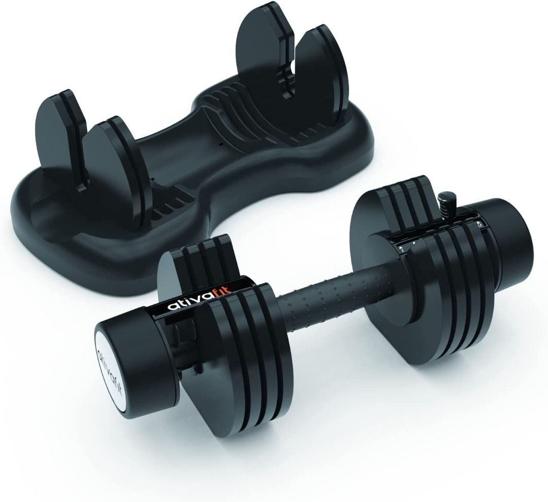 ATIVAFIT Adjustable Dumbbell 20kg 2 and bench. Home gym fit exercise