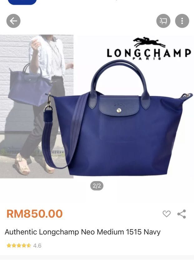 Jual LONGCHAMP Longchamp Le Pliage Cuir Medium Navy Original 2023