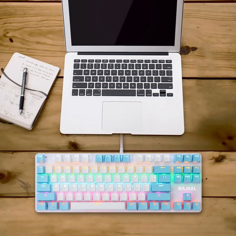 BAJEAL K100 Two-Color Keyboard 87-Key Green Axis Keycap USB Wired ...