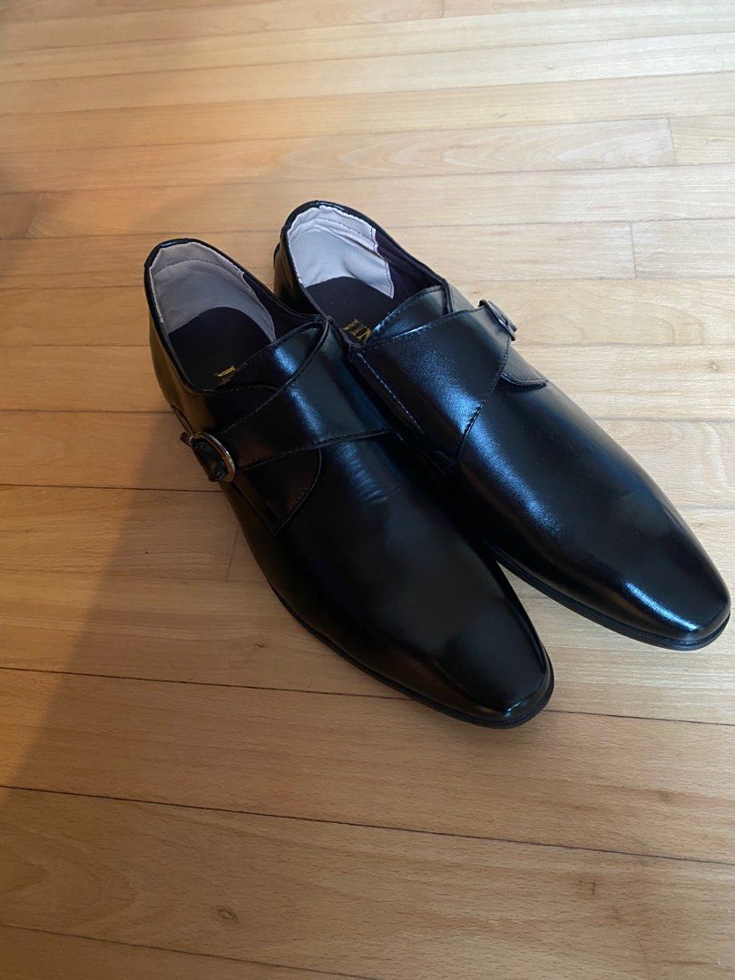 Black dress shoes size 12 US faux leather Men s Fashion