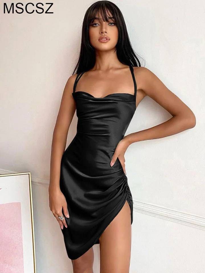 Safia Satin Dress Black