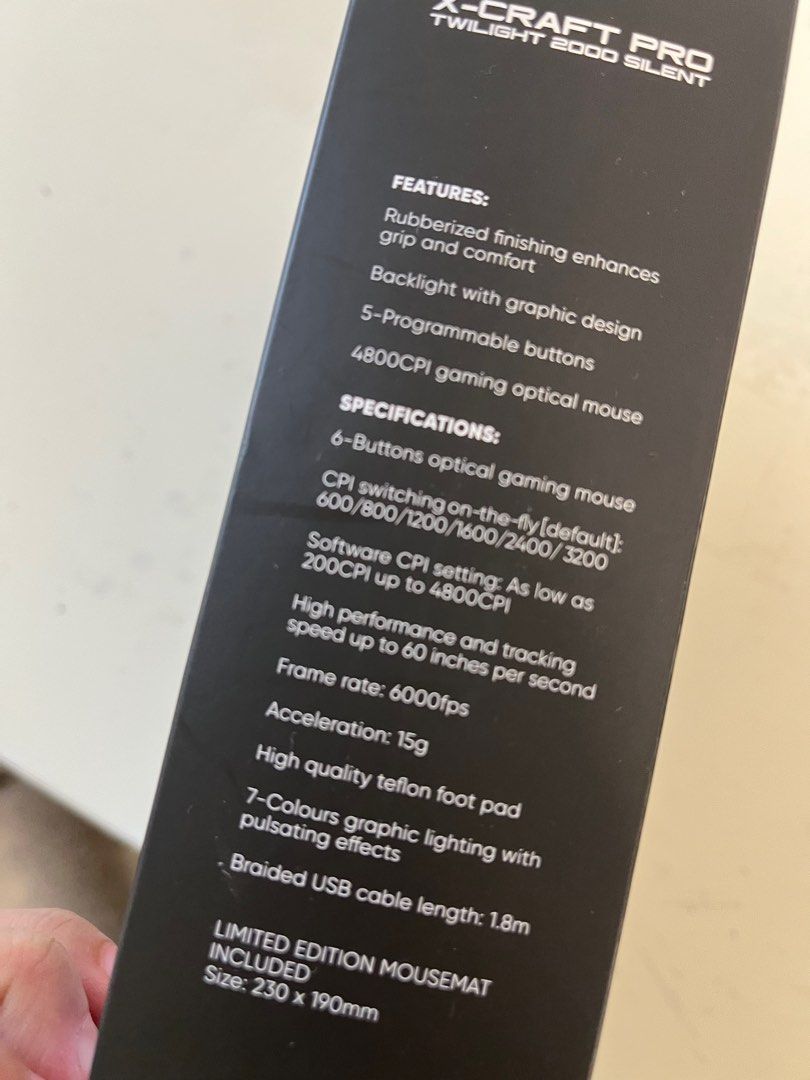 BNIB Mouse Xcraft pro twilight 2000 silent colourful wired mouse, Computers & Tech, Parts