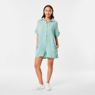 BNWOT Size 10 ladies Anko blue oversized summer short playsuit jumpsuit