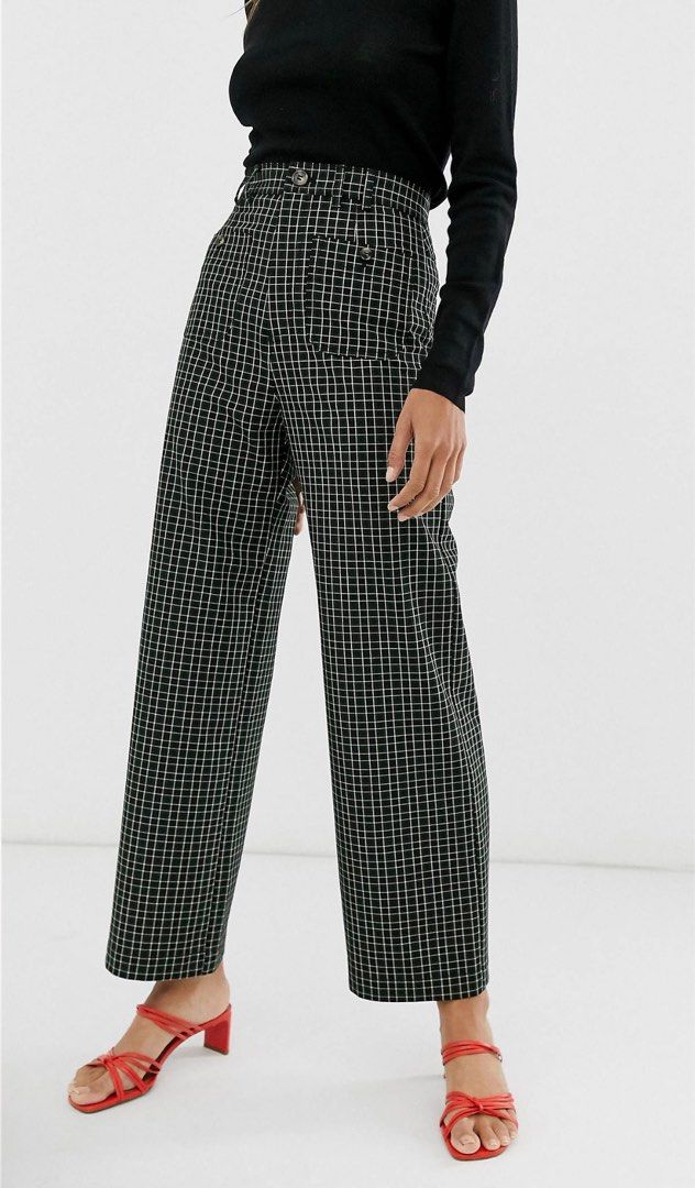 BNWT Other Stories Wide Leg Trousers in Green Check