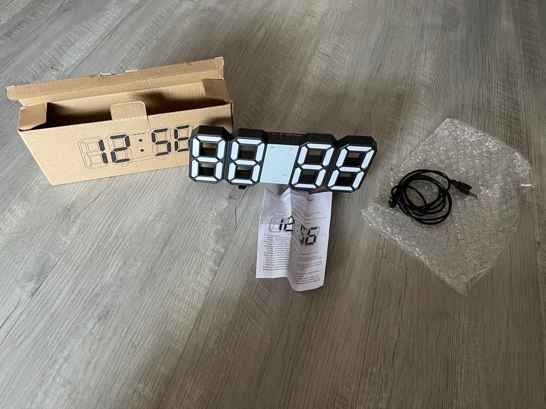 Brand New LED Time Display Clock, Furniture & Home Living, Home Decor