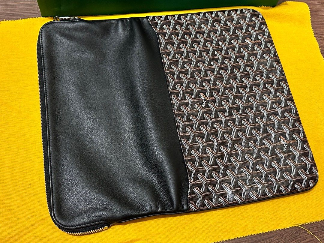 Goyard Sainte-Marie MM Foldable Clutch Bag Black Goyardine Silver Hardware