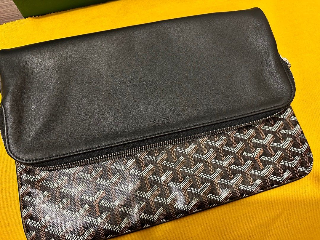 Goyard Sainte-Marie MM Foldable Clutch Bag Black Goyardine Silver Hardware
