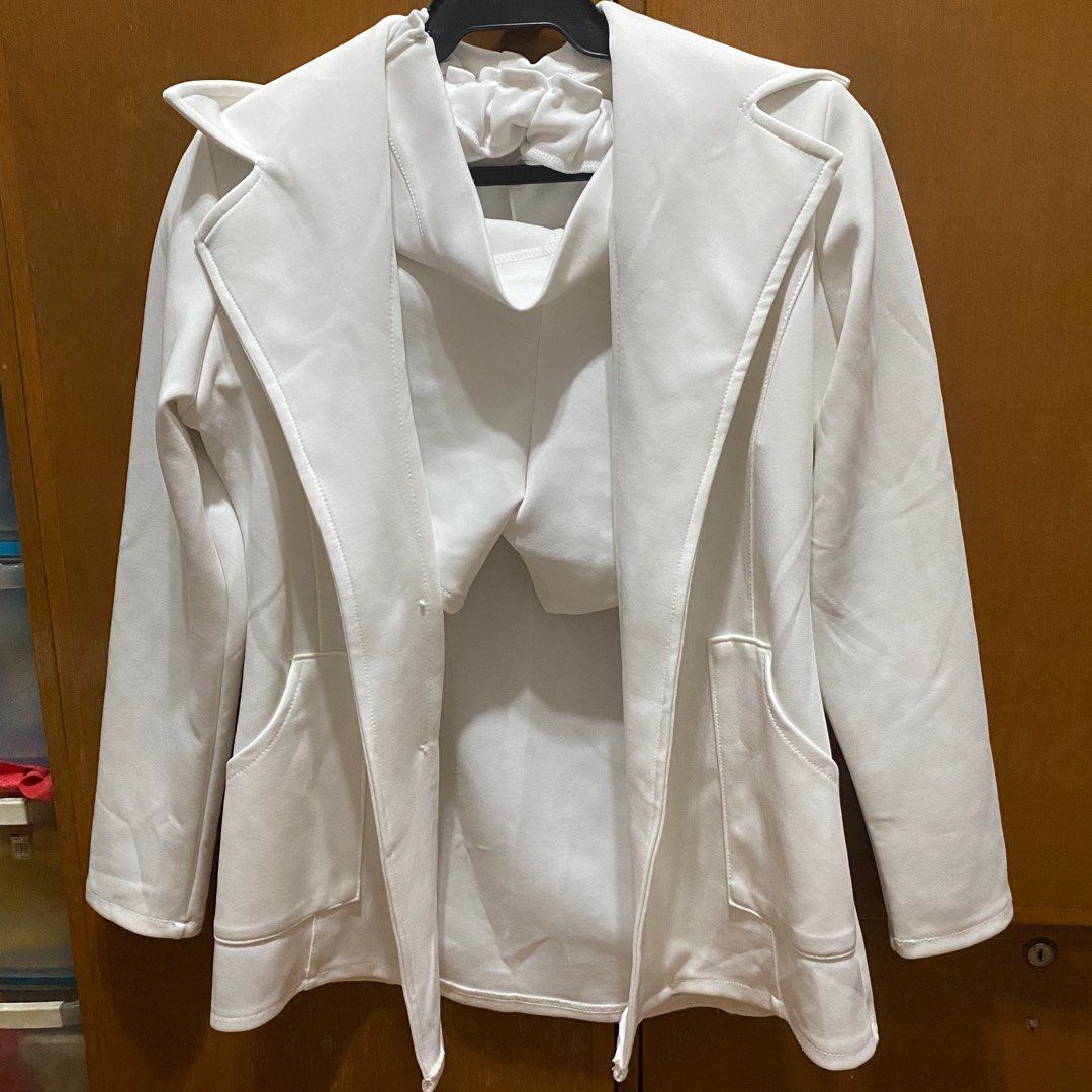 coords coordinates white blazer and shorts terno set, Women's Fashion ...