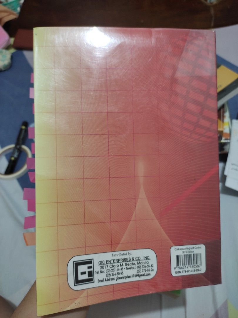 Cost Accounting and Control 2019 Edition (DE LEON) (Category: Textbooks) located in Iriga City. Submitted by m4_ryyy (Listing ID 1211200482, Image 3). Description: Cost Accounting and Control 2019 Edition (DE LEON) ☑️ Good as new ☑️Has minimal pencil annotations ☑️Has plastic cover Original price (when bought): Php 170 My price: Php 130 Mode of Payment: Gcash Delivery options: LBC *c/o buyer* For inquiries, feel free to message me. THANK YOU❤️.