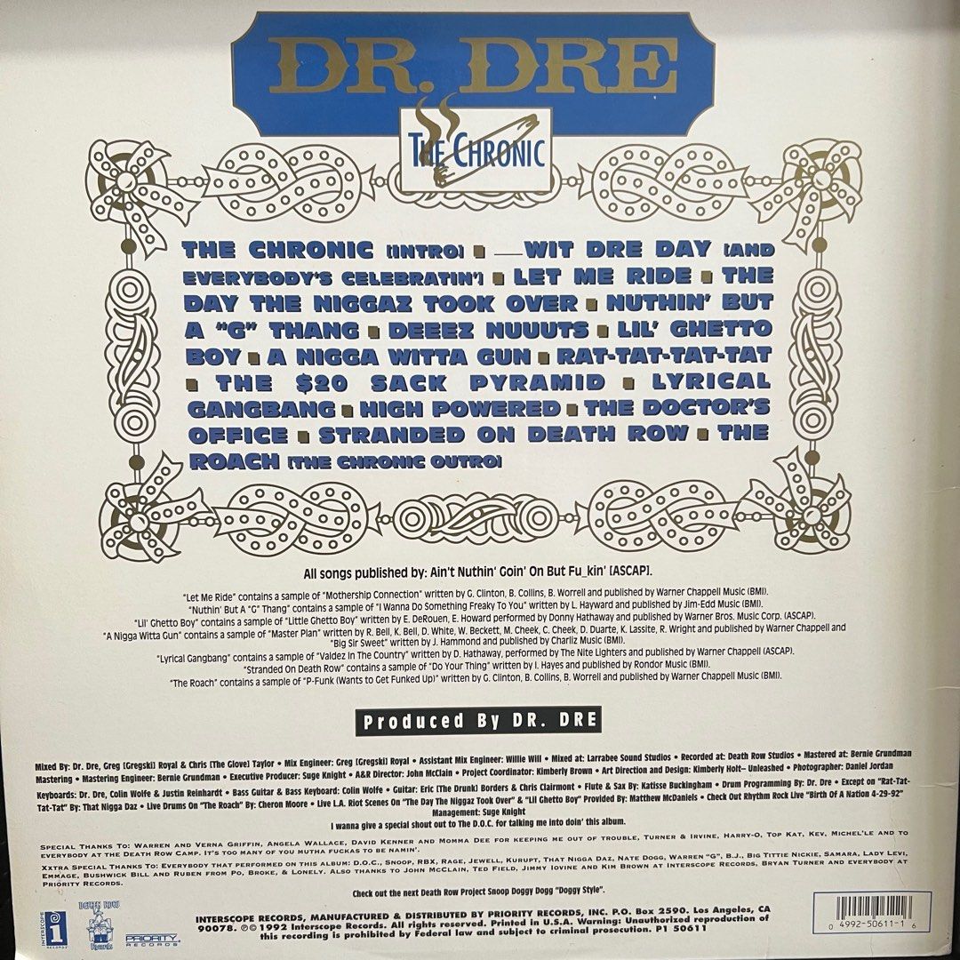 Dr. Dre / The Chronic LP USオリジ 1stプレス盤-