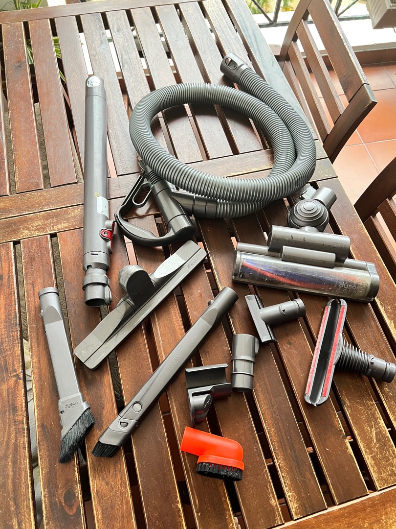 Dyson vacuum cleaner attachments brushes, extensions and hose, TV