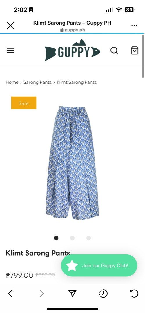 Guppy Sarong Pants in Klimt (Category: Other Bottoms) located in Pasig City. Submitted by lollybee (Listing ID 1211097838, Image 1). Description: New never used Too long for me. I’m only 5’2 Nice sana for beach or just going out. Details below These unisex Sarong Pants are free size featuring an adjustable waist that can fit almost anyone! The versatility doesn’t end there. Did you know that these pants can also be tied into a dress or romper? Pr