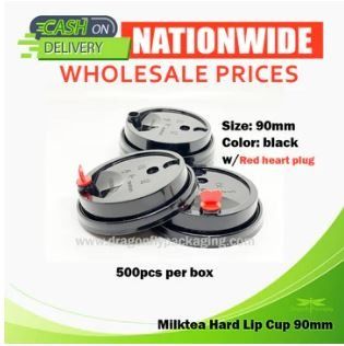 HARD CUP LID WITH HEART TOPPER 90MM (WHOLESALE 500 PCS /BOX) FOR HARD MILK TEA CUPS & SLIM MILK TEA CUPS / 90MM LID