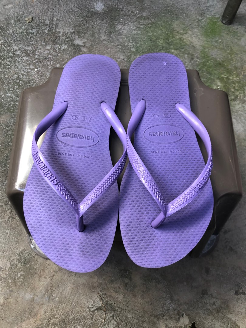 Havaianas slim purple, Women's Fashion, Footwear, Slippers and slides