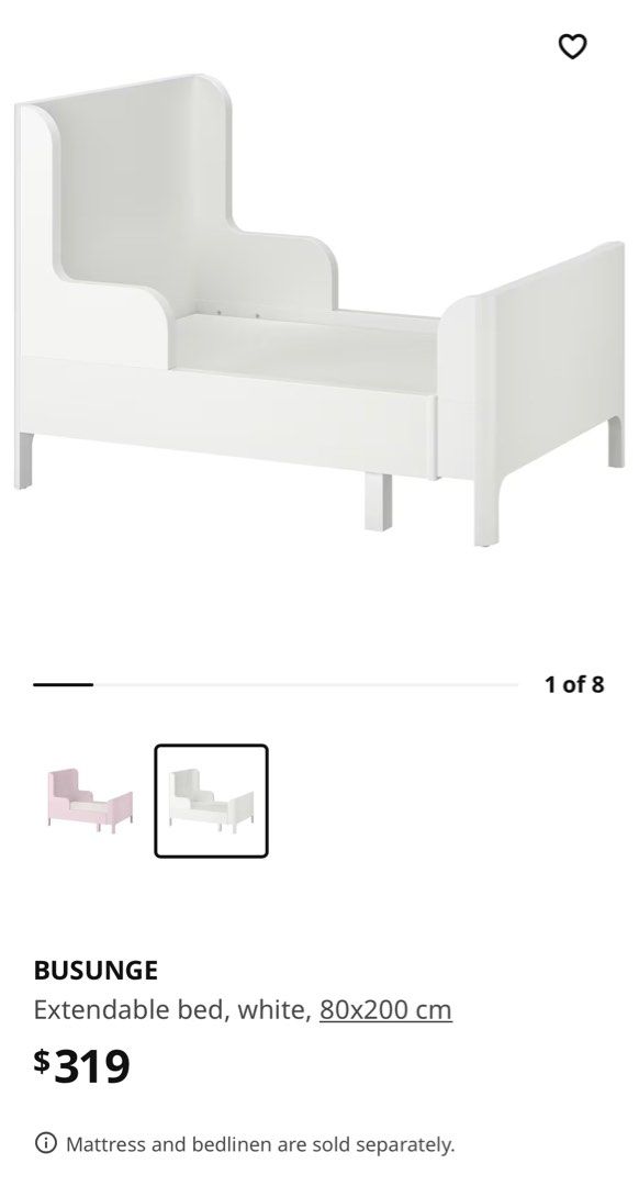 IKEA BUSUNGE extended bed with mattress, Babies & Kids, Baby Nursery