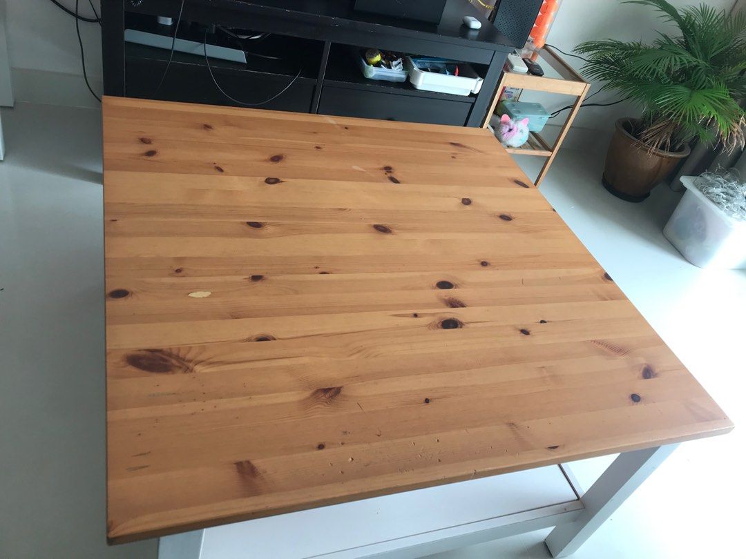 Ikea HEMNES Coffee table, white stain/light brown, 90x90 cm, Furniture