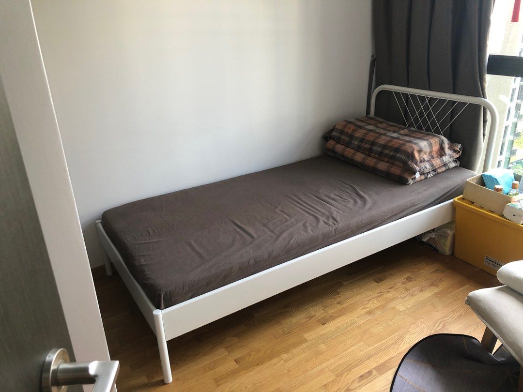 IKEA NESTTUN bed frame 90x200 white Luroy, Furniture & Home Living