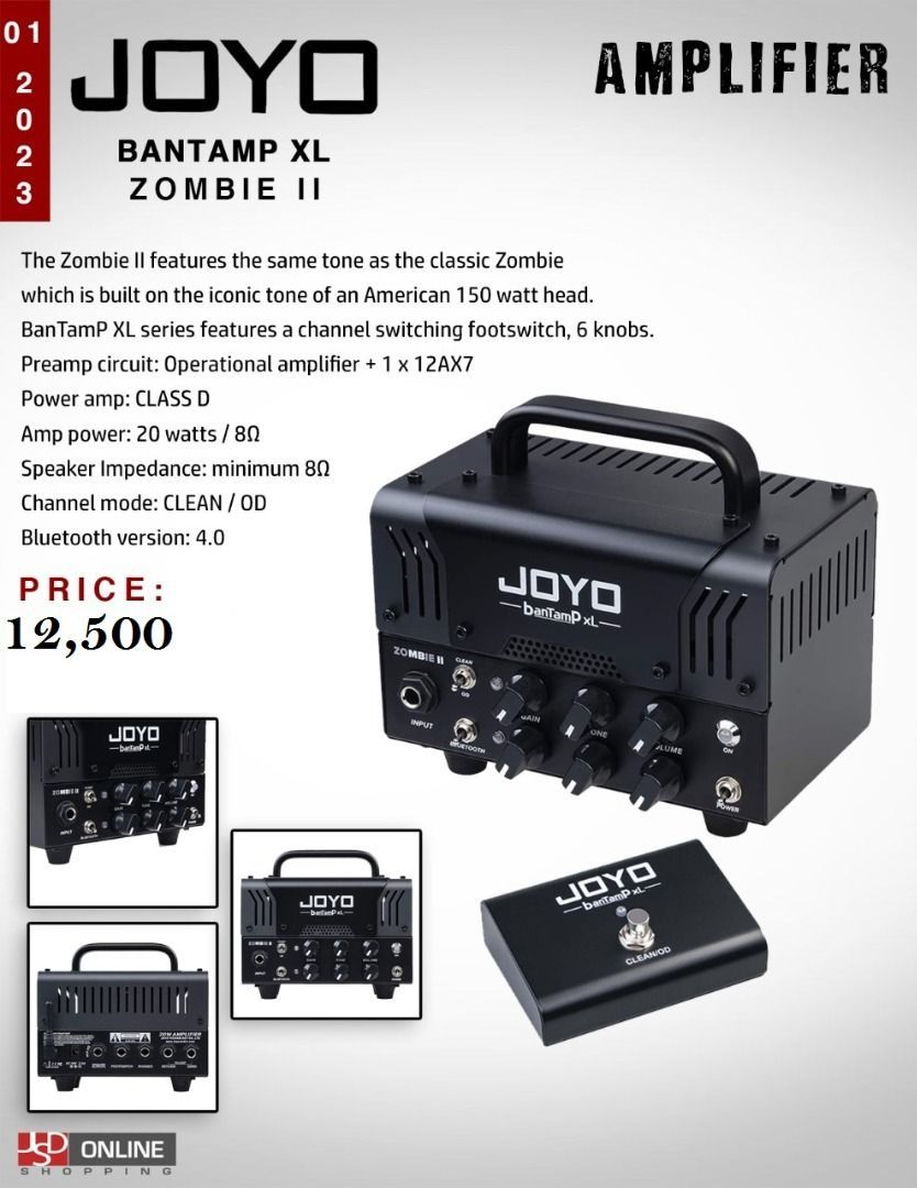 Joyo ( Bantamp XL Zombie II ) Amplifier (Category: Soundbars, Speakers & Amplifiers) located in Manila. Submitted by sportshubb (Listing ID 1211098317, Image 1). Description: Joyo ( Bantamp XL Zombie II ) Amp 12,500 Php FB Page: Facebook.com/sportshubb FOR : TM - 09553905436 SMART - 09693536529 We can do door to door cash-on-delivery (COD) within Metro Manila Area or provincial area within selected places in Luzon. Shipping: Nationwide Shipping f
