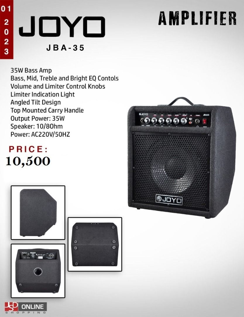 Joyo ( JBA- 35 ) Bass Amplifier (Category: Soundbars, Speakers & Amplifiers) located in Manila. Submitted by sportshubb (Listing ID 1211099428, Image 1). Description: Joyo ( JBA- 35 ) Bass Amp FB Page: Facebook.com/sportshubb FOR : TM - 09553905436 SMART - 09693536529 We can do door to door cash-on-delivery (COD) within Metro Manila Area or provincial area within selected places in Luzon. Shipping: Nationwide Shipping fee will be shouldered by th