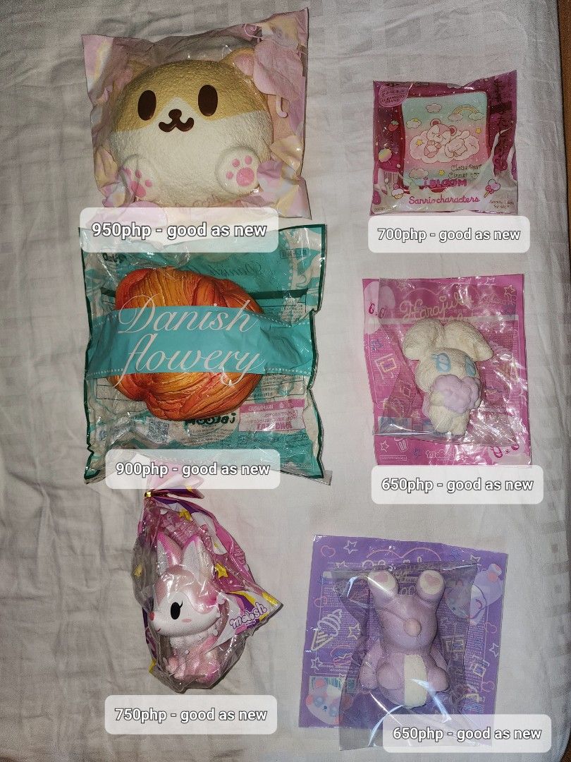 LICENSED SQUISHIES (Category: Designer & Blind Box Toys) located in Manila. Submitted by danii_ (Listing ID 1211110862, Image 1). Description: ▪︎all no defects ▪︎prices shown in pic.
