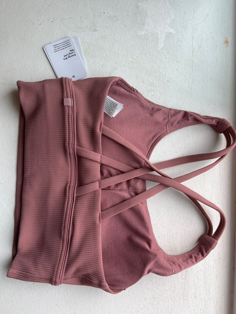 LULULEMON Energy Bra High-Neck Longline Rib Medium Support 6 DARK RED  Ribbed NWT