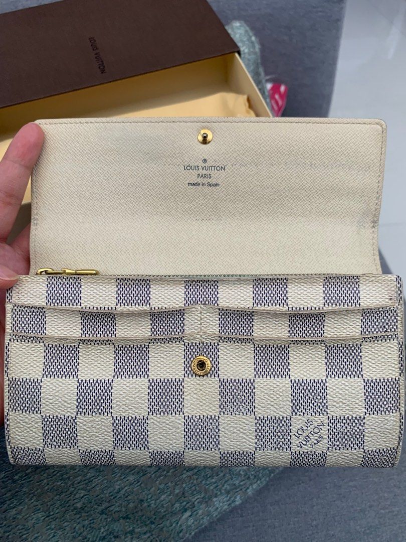 dompet louis vuitton LV original 1000% Damier azur sarah long wallet,  Fesyen Wanita, Tas & Dompet di Carousell