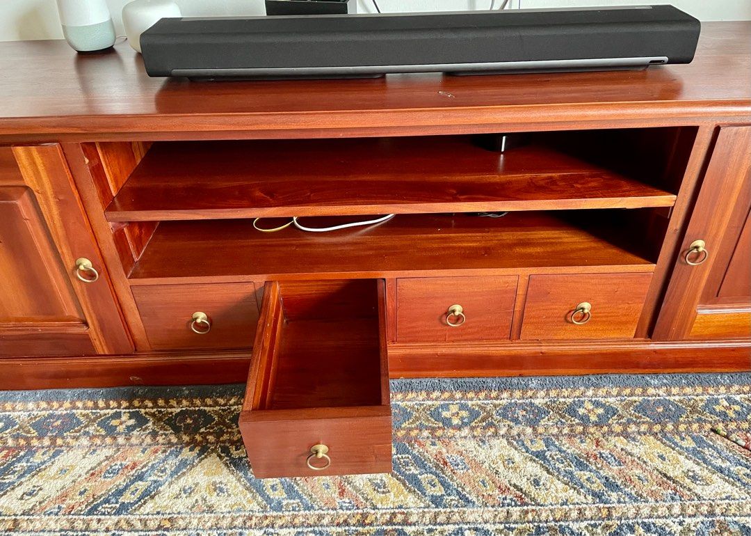 Mahogany wood TV console / sideboard with storage, Furniture & Home