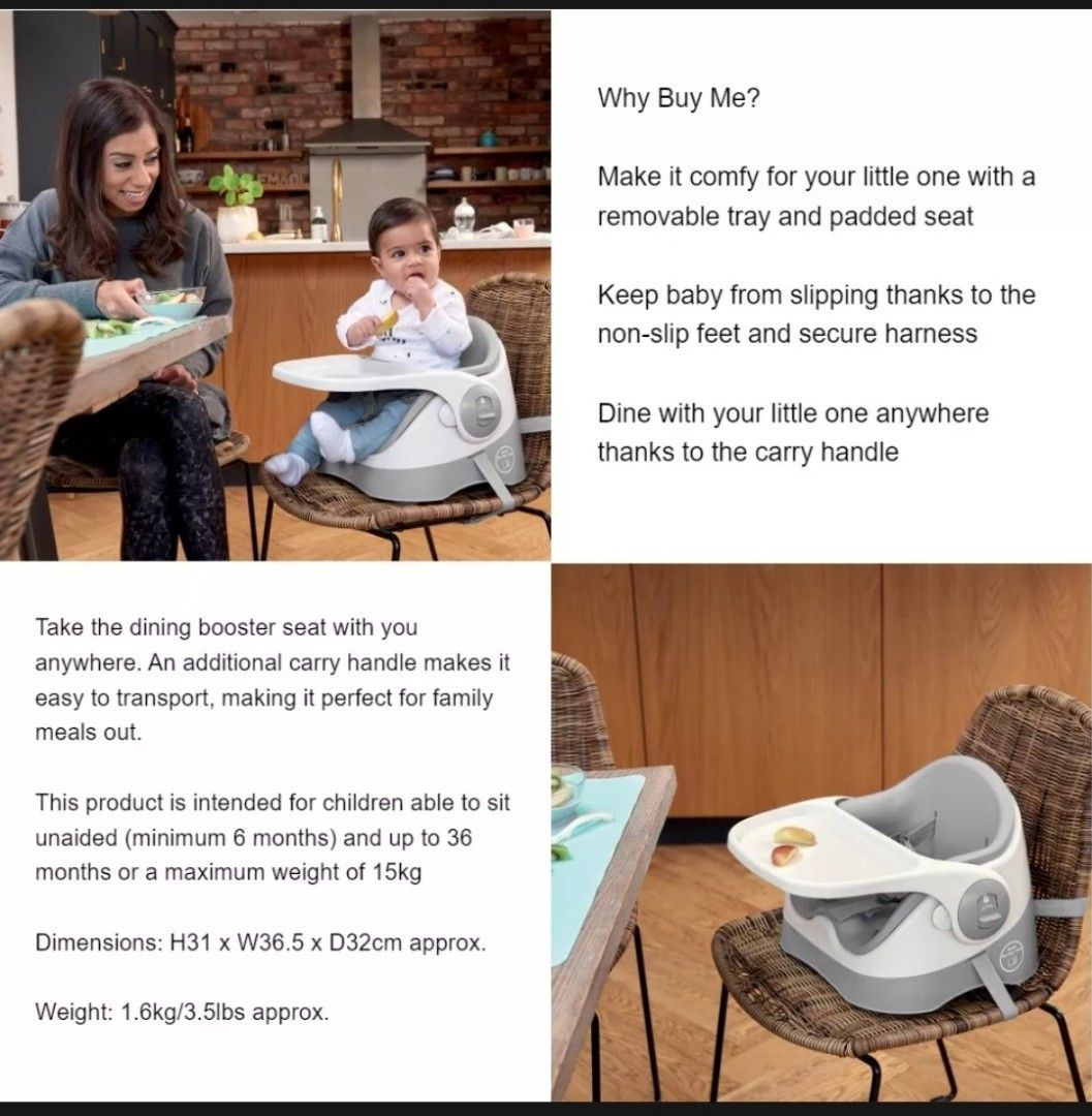 Mamas and Papas Booster Seat with FREE Activity Tray, Babies & Kids