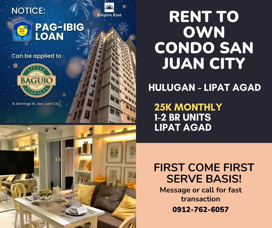 MOVE IN AGAD! Rent to own CONDO SAN JUAN Q.C AURORA ortigas new manila
