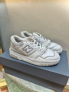 New Balance 550 WOMENS White with Rain Cloud and Light Aluminum