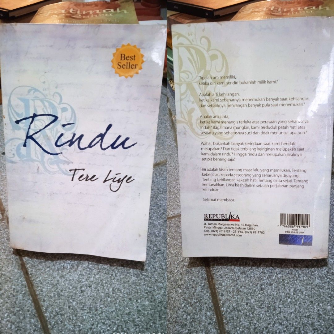 Novel RINDU by Tere Liye, Buku Alat Tulis, Buku di Carousell