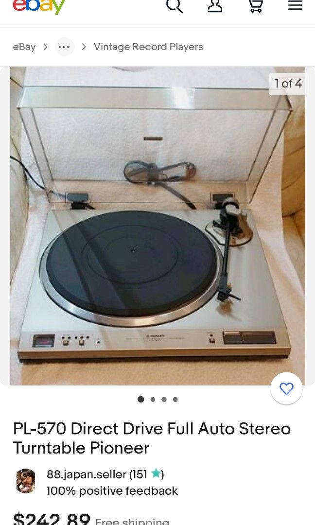 Pioneer quartz PLL ELECTRONIC FULL AUTOMATIC (WITHOUT NEEDLE)TURNTABLE TESTED OK (Category: Portable Music Players) located in Taguig. Submitted by 5jsjapansurplustaguig. (Listing ID 1211169736, Image 1). Description: pioneer quartz PLL ELECTRONIC FULL AUTOMATIC (WITHOUT NEEDLE)turntable tested ok good condition vintage turntable.