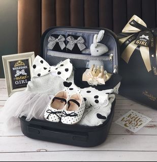 Polka Black Baby Girl Gift Set In Exclusive Baby Cabin Size Luggage