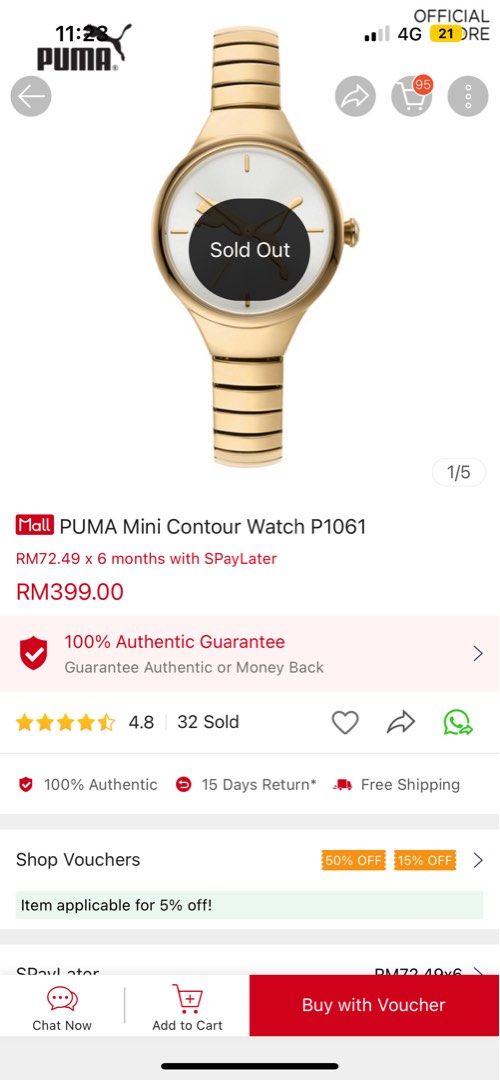 PUMA Mini Contour Watch P1061, Women's Fashion, Watches